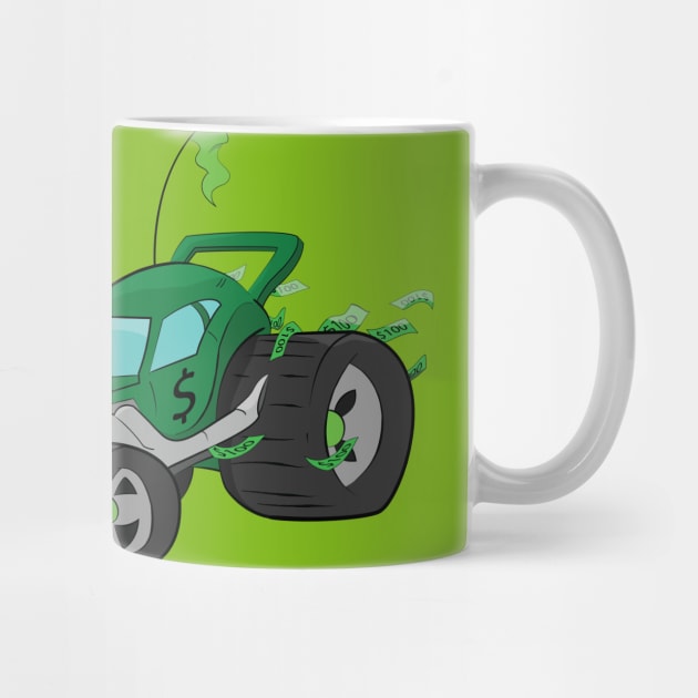 "Cash Dash" Green Dune Buggy Cartoon Beach Buggy by Dad n Son Designs